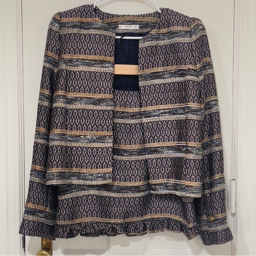 Mango Suit Metallic Tweed Blazer & Skirt Set – Size Small Jacket